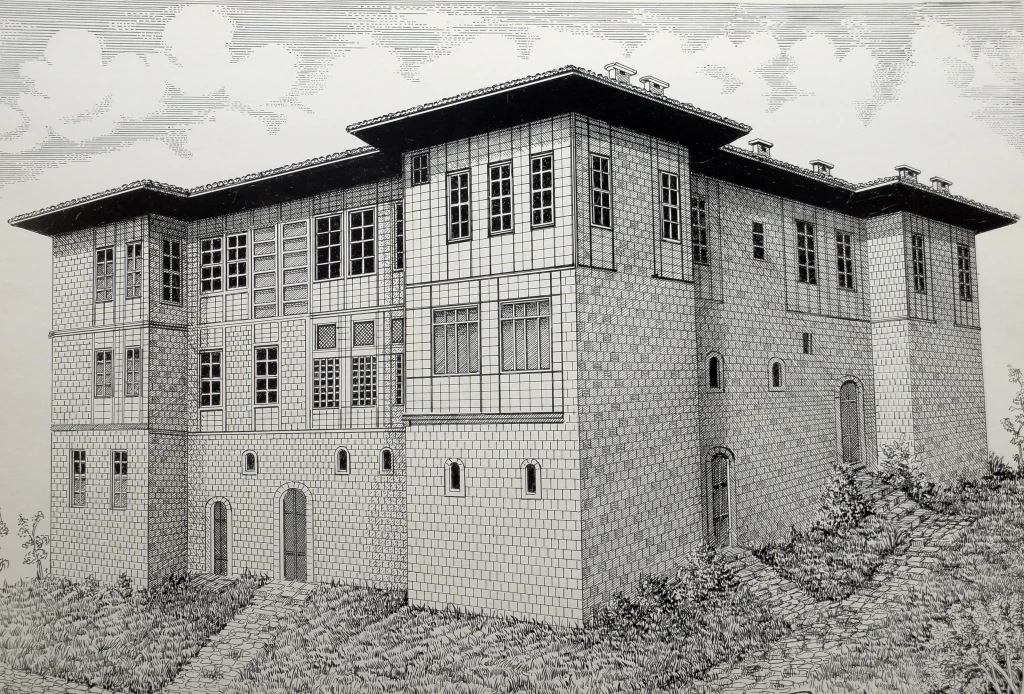 Çakıroğlu İsmail Ağa Konağı - Karakalem Çizim